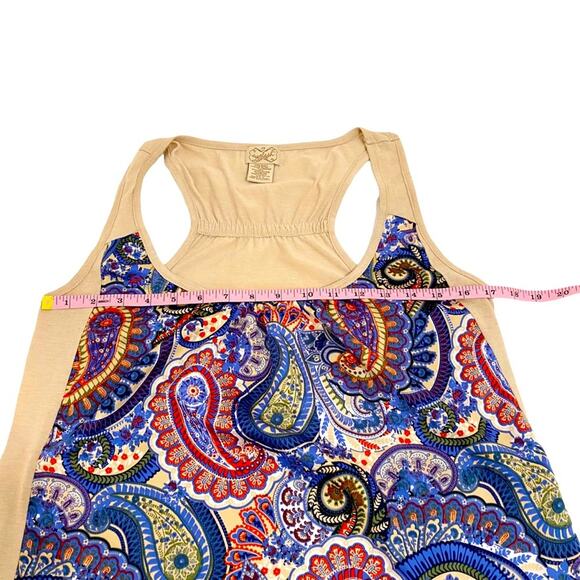 Eyelash Couture Colorful Paisley Print Front Racerback Tank, Size Medium - Picture 5 of 7